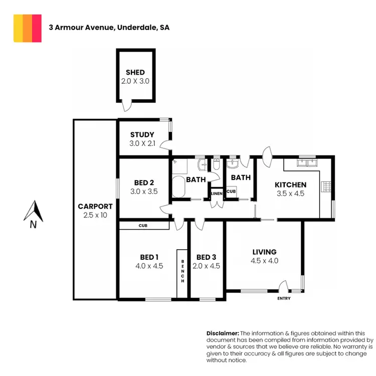 Floorplan of Homely house listing, 3 Armour Avenue, Underdale SA 5032