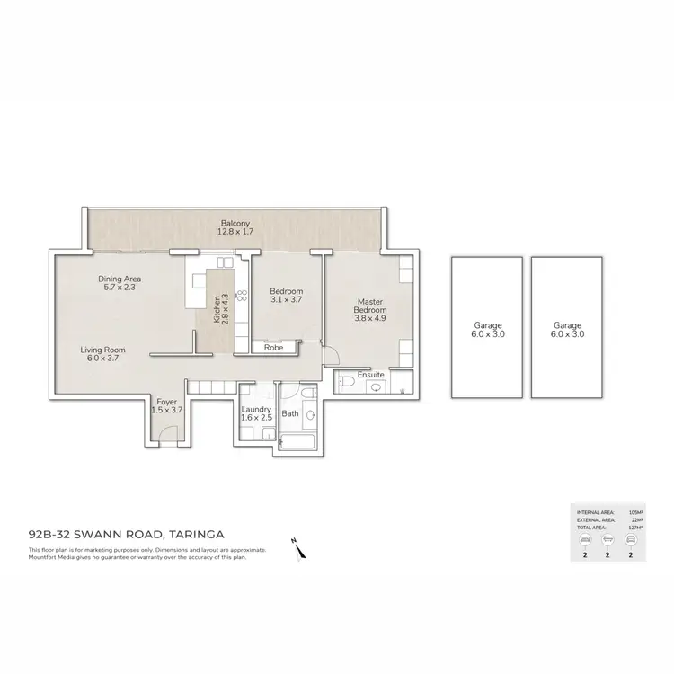 Floorplan of Homely apartment listing, 92B/32 Swann Road, Taringa QLD 4068