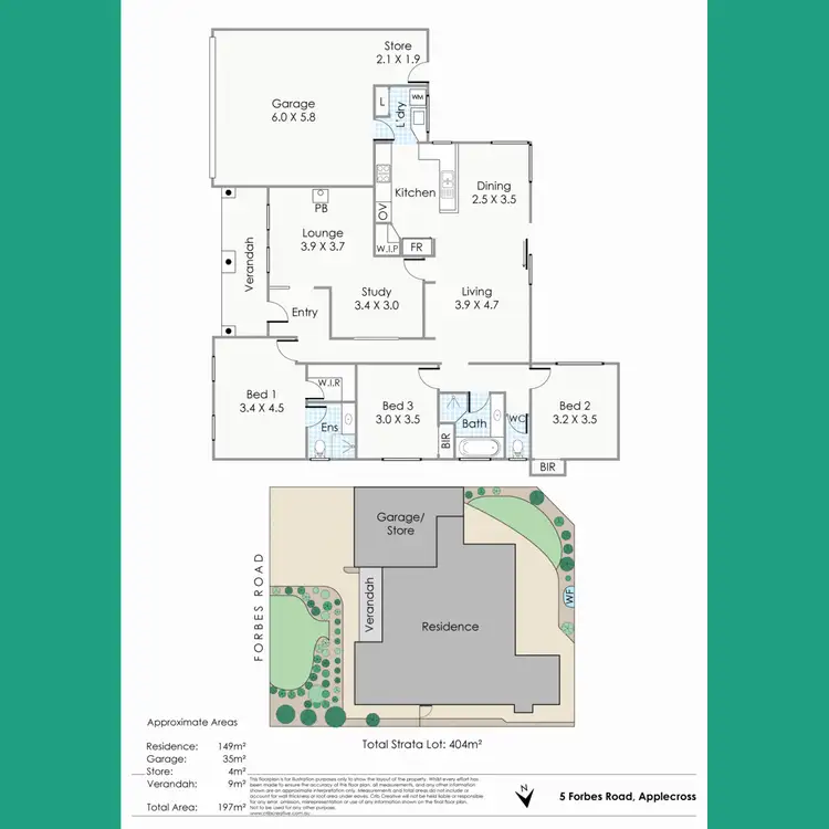 Floorplan of Homely semi-detached listing, 5 Forbes Road, Applecross WA 6153