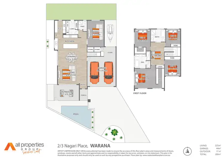 Floorplan of Homely semi-detached listing, Residence 2/3 Nagari Place, Warana QLD 4575