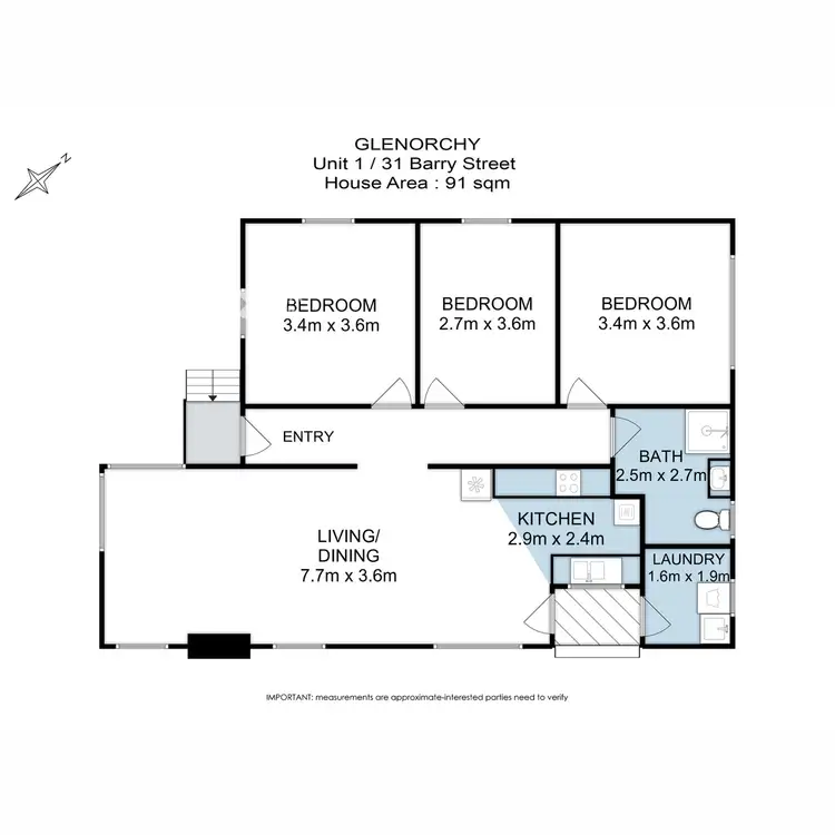 Floorplan of Homely house listing, 1/31 Barry Street, Glenorchy TAS 7010