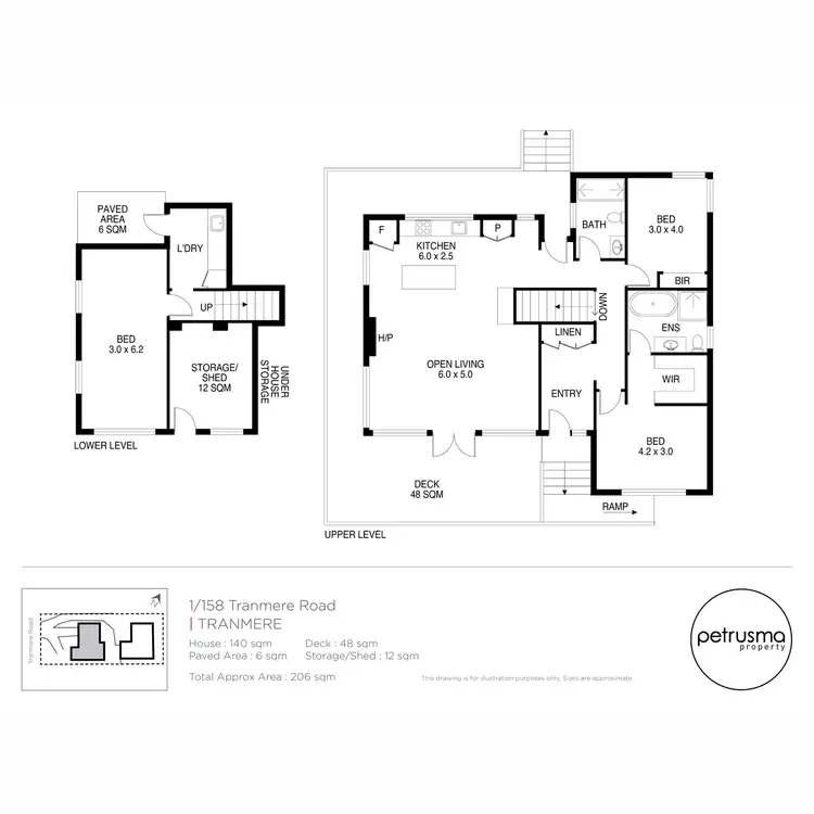 Floorplan of Homely unit listing, 1/158 Tranmere Road, Howrah TAS 7018