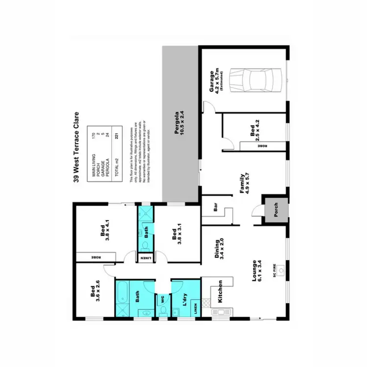 Floorplan of Homely house listing, 39 West Terrace, Clare SA 5453