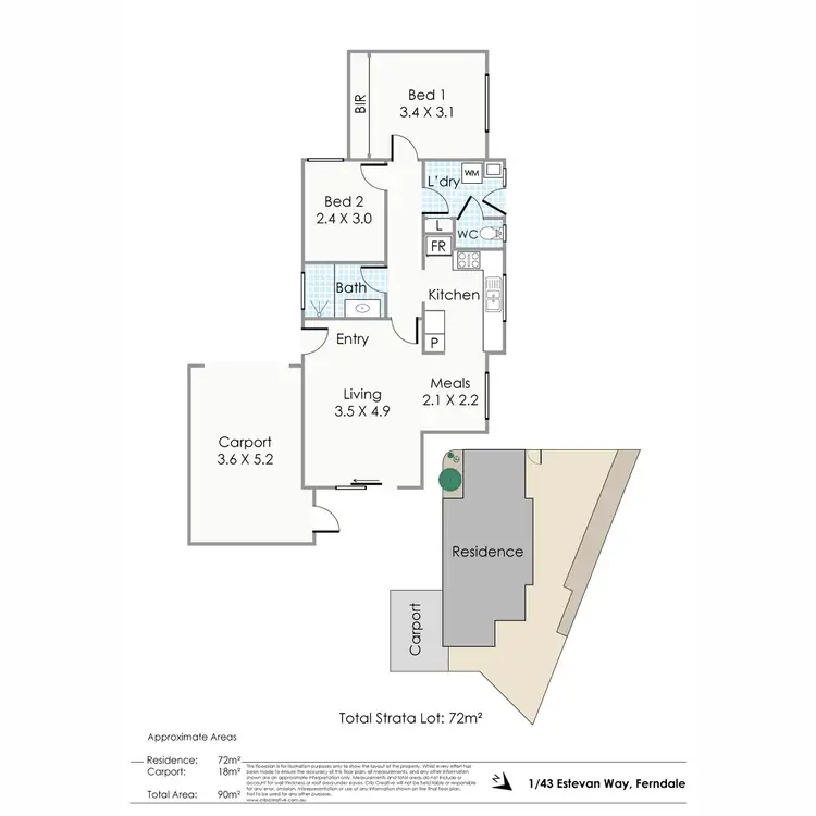 Floorplan of Homely villa listing, 1/43 Estevan Way, Ferndale WA 6148
