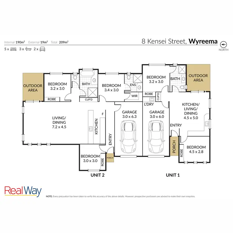 Floorplan of Homely unit listing, 1 & 2/8 Kensei Street, Wyreema QLD 4352