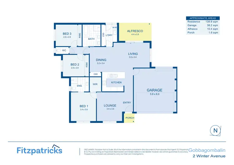 Floorplan of Homely house listing, 2 Winter Avenue, Gobbagombalin NSW 2650