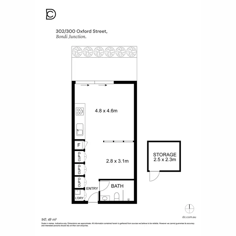 Floorplan of Homely studio listing, 302/292-302 Oxford Street, Bondi Junction NSW 2022