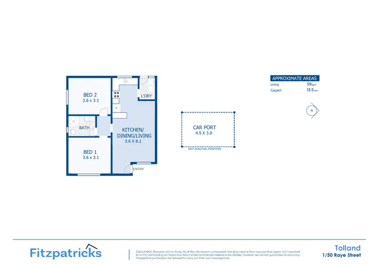 Floorplan of Homely unit listing, 1/50 Raye Street, Tolland NSW 2650