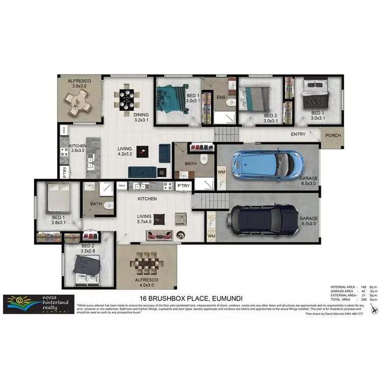 Floorplan of Homely semi-detached listing, 16 Brushbox Place, Eumundi QLD 4562