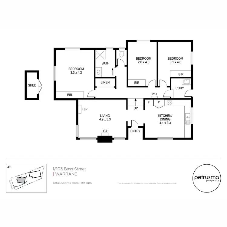 Floorplan of Homely unit listing, 1/103 Bass Street, Warrane TAS 7018