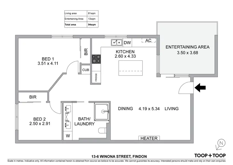 Floorplan of Homely unit listing, 13/6-24 Winona Street, Findon SA 5023