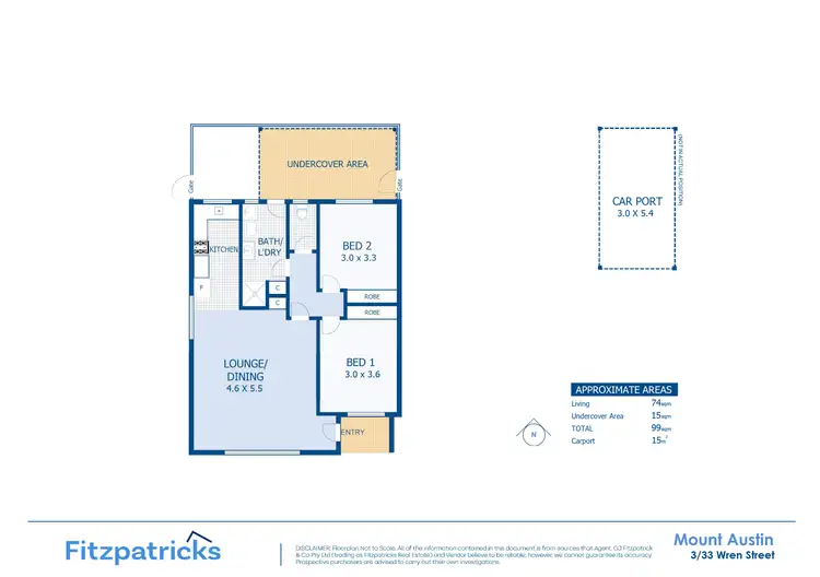Floorplan of Homely unit listing, 3/33 Wren Street, Mount Austin NSW 2650