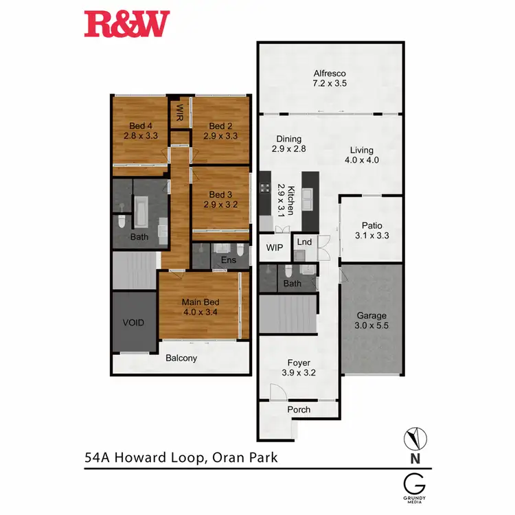 Floorplan of Homely semi-detached listing, 54B Howard Loop, Oran Park NSW 2570