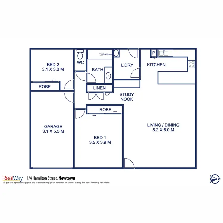 Floorplan of Homely unit listing, 1/4-6 Hamilton Street, Newtown QLD 4350