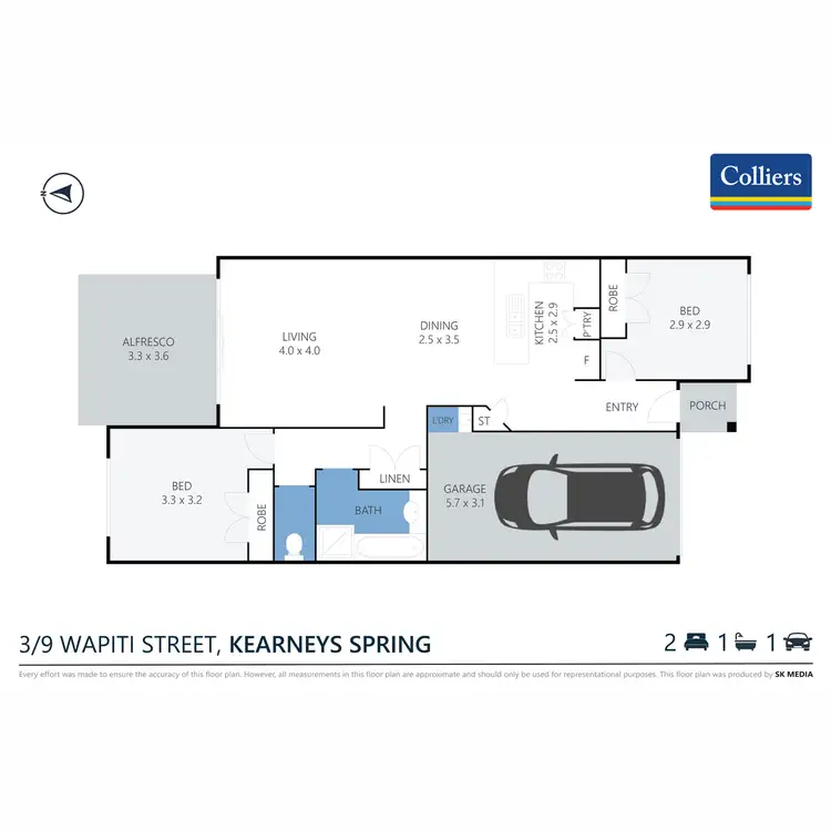 Floorplan of Homely unit listing, 3/9 Wapiti Street, Kearneys Spring QLD 4350