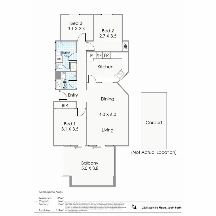 Floorplan of Homely apartment listing, 22/5 Melville Place, South Perth WA 6151