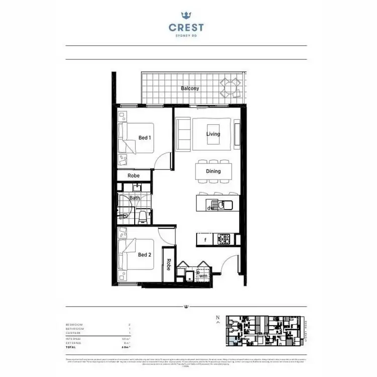 Floorplan of Homely apartment listing, 402/611-621 Sydney Road, Brunswick VIC 3056