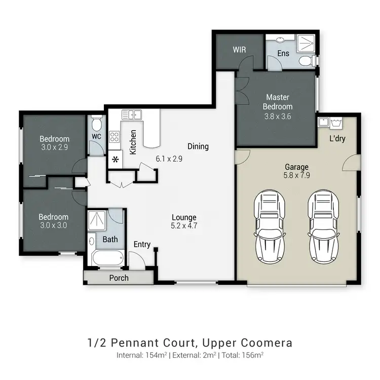 Floorplan of Homely semi-detached listing, 1/2 Pennant Court, Upper Coomera QLD 4209