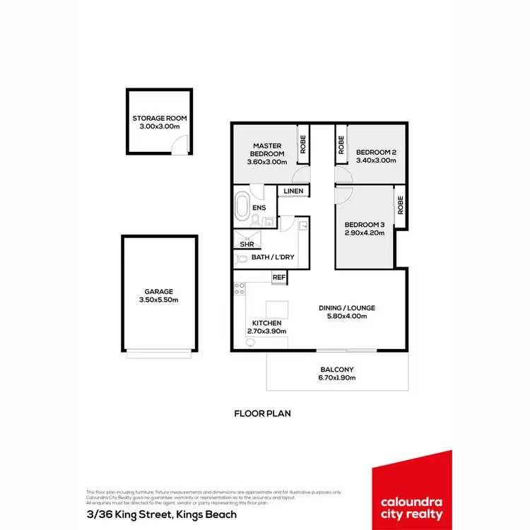 Floorplan of Homely unit listing, 3/36 King Street, Kings Beach QLD 4551