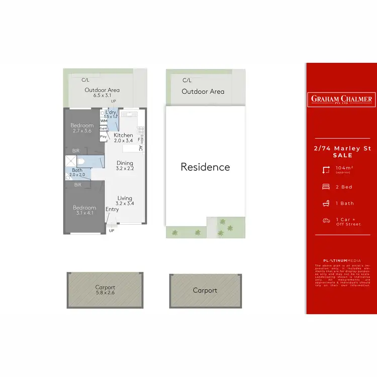 Floorplan of Homely unit listing, 2/74 Marley Street, Sale VIC 3850