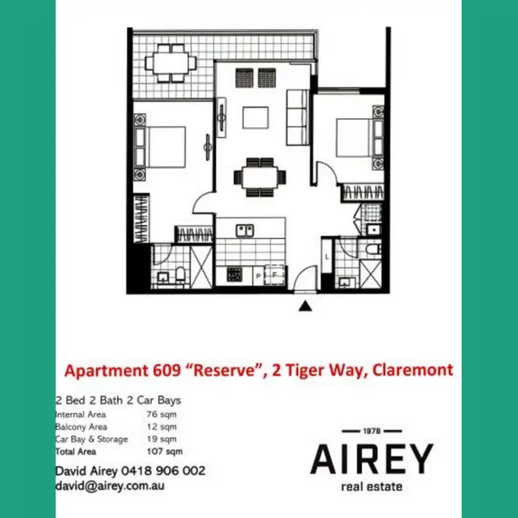 Floorplan of Homely unit listing, 609/2 Tiger Way, Claremont WA 6010