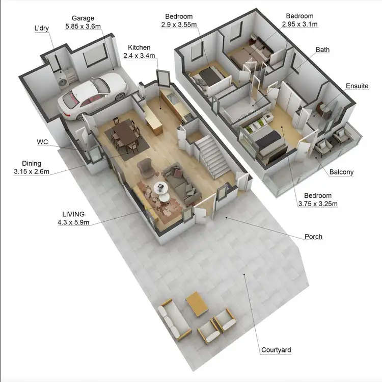 Floorplan of Homely townhouse listing, 1/40 Silvester Street, Wilston QLD 4051
