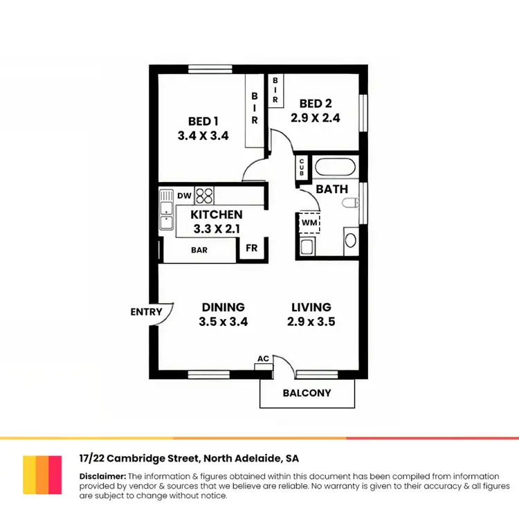 Floorplan of Homely unit listing, 17/22 Cambridge Street, North Adelaide SA 5006