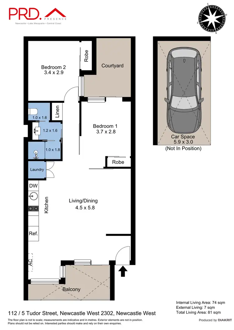 Floorplan of Homely apartment listing, 112/5 Tudor Street, Newcastle West NSW 2302