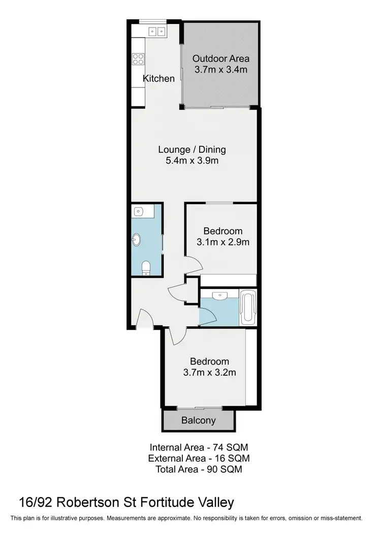 Floorplan of Homely apartment listing, 16/92 Robertson Street, Fortitude Valley QLD 4006
