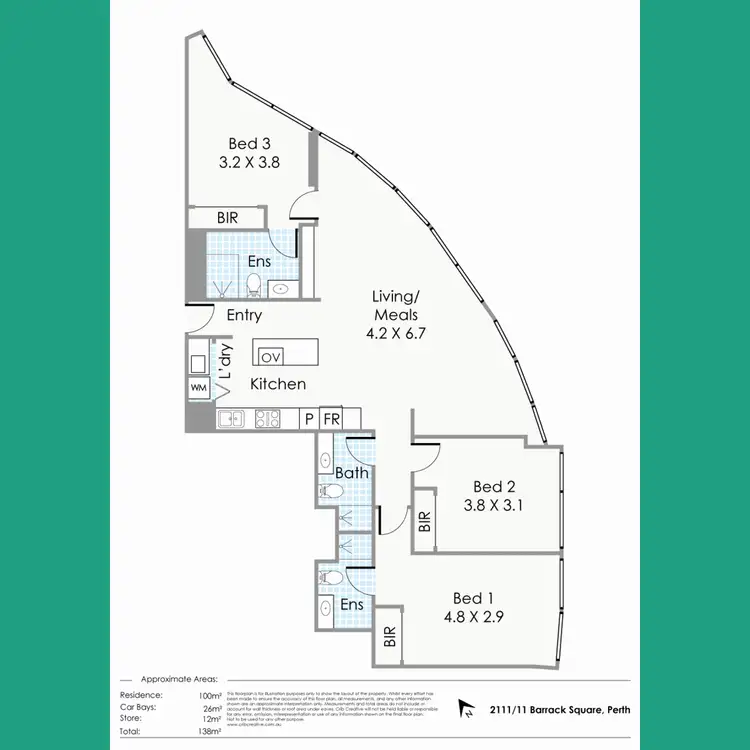 Floorplan of Homely apartment listing, 2111/11 Barrack Square, Perth WA 6000
