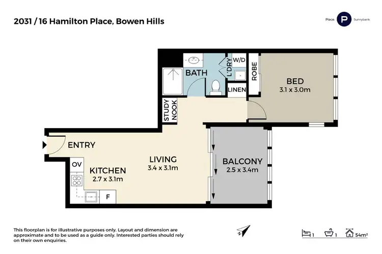 Floorplan of Homely apartment listing, 2031/16 Hamilton Place, Bowen Hills QLD 4006