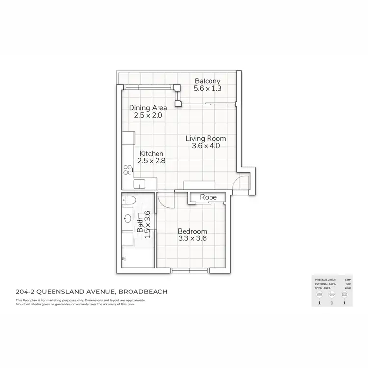 Floorplan of Homely apartment listing, 204/2 Queensland Avenue, Broadbeach QLD 4218