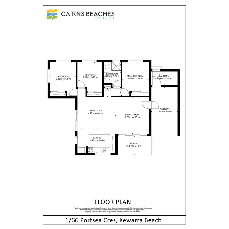 Floorplan of Homely semi-detached listing, 1/66 Portsea Crescent, Kewarra Beach QLD 4879