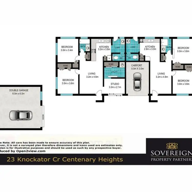 Floorplan of Homely semi-detached listing, Units 1 & 2/23 Knockator Crescent, Centenary Heights QLD 4350