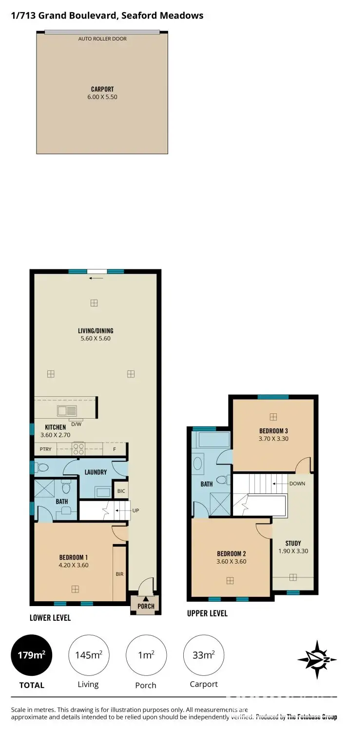 Floorplan of Homely townhouse listing, 1/713 Grand Boulevard, Seaford Meadows SA 5169