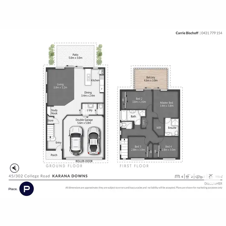 Floorplan of Homely townhouse listing, 45/302 College Road, Karana Downs QLD 4306