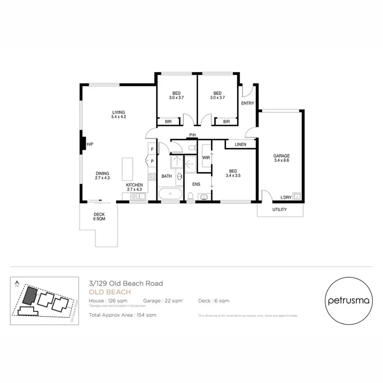 Floorplan of Homely unit listing, 1&3/129 Old Beach Road, Old Beach TAS 7017