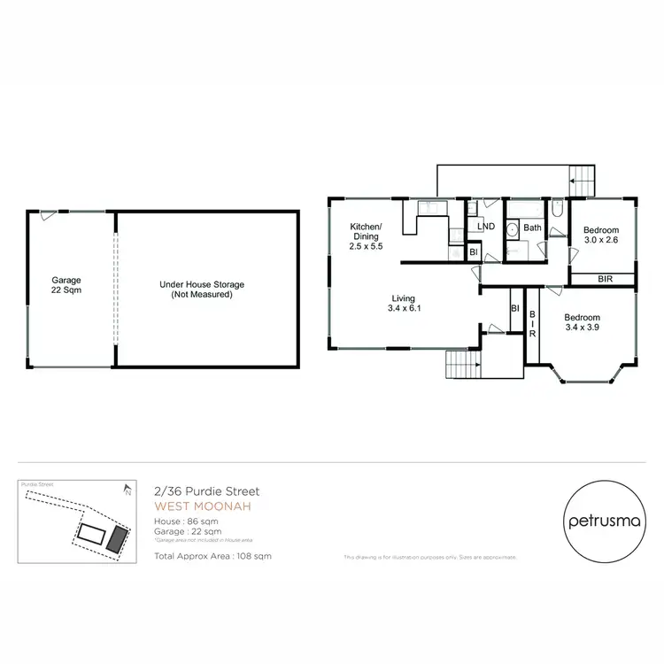 Floorplan of Homely unit listing, 2/36 Purdie Street, West Moonah TAS 7009