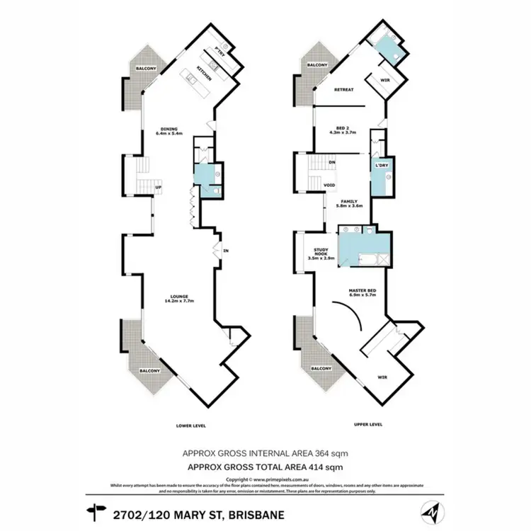 Floorplan of Homely unit listing, 2702/120 Mary Street, Brisbane City QLD 4000