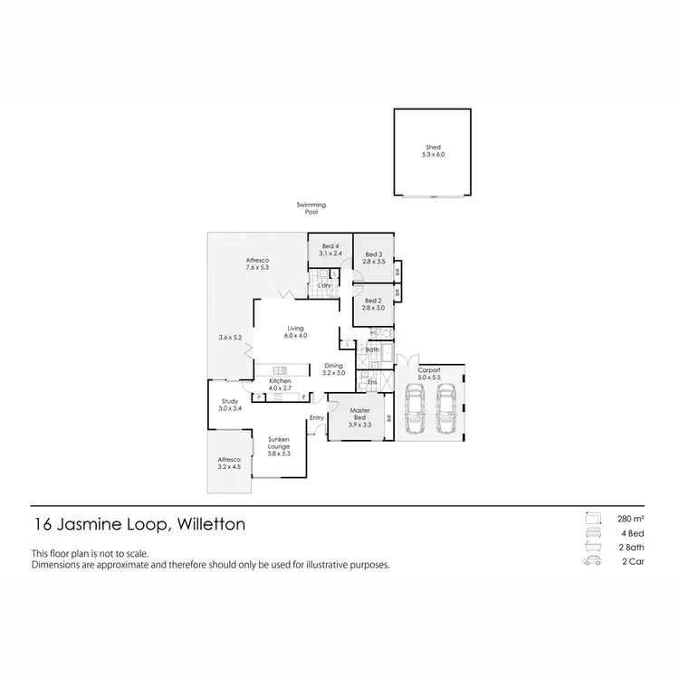 Floorplan of Homely house listing, 16 Jasmine Loop, Willetton WA 6155