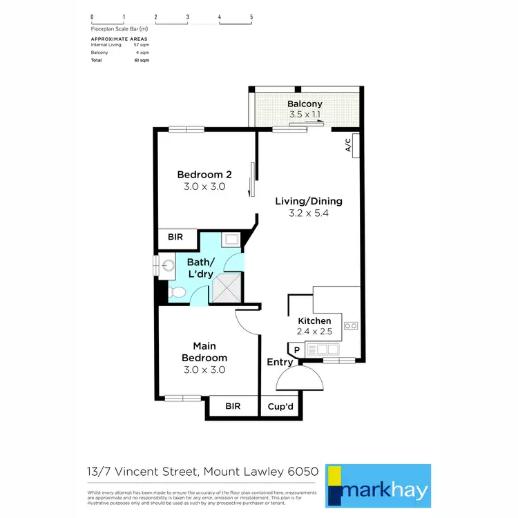Floorplan of Homely apartment listing, 13/7 Vincent Street, Mount Lawley WA 6050