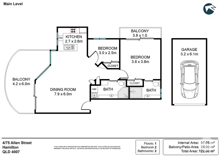 Floorplan of Homely apartment listing, 4/75 Allen Street, Hamilton QLD 4007