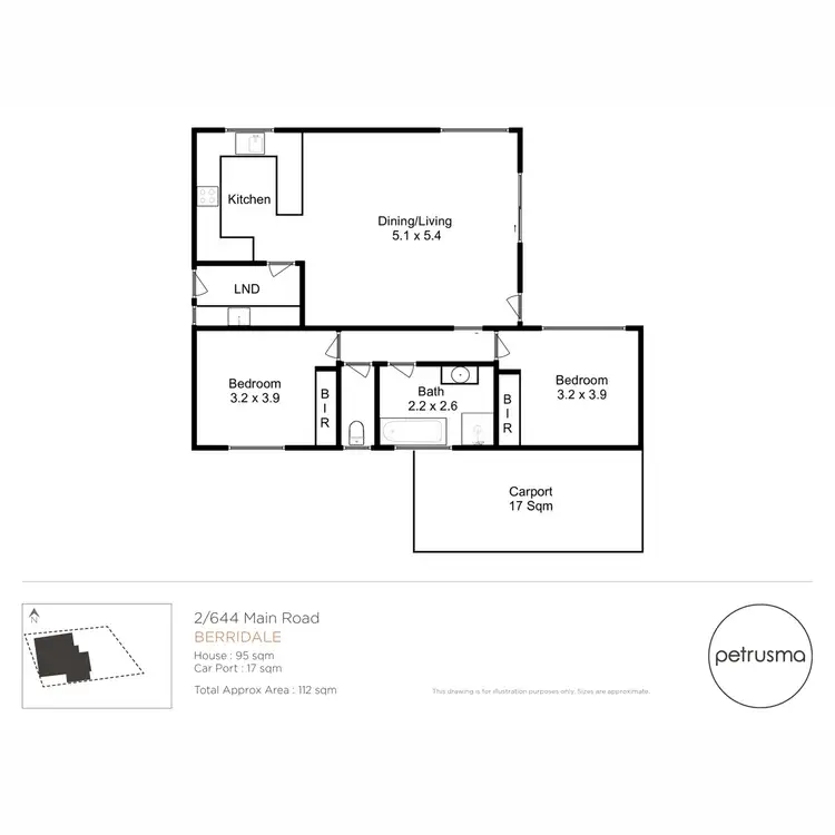 Floorplan of Homely unit listing, 2/644 Main Road, Berriedale TAS 7011