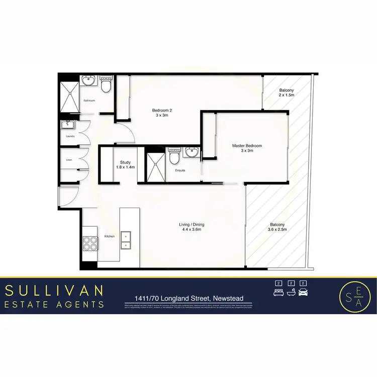 Floorplan of Homely unit listing, 1411/70 Longland Street, Newstead QLD 4006