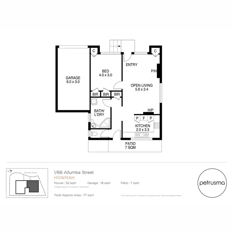 Floorplan of Homely unit listing, 1/66 Allumba Street, Howrah TAS 7018