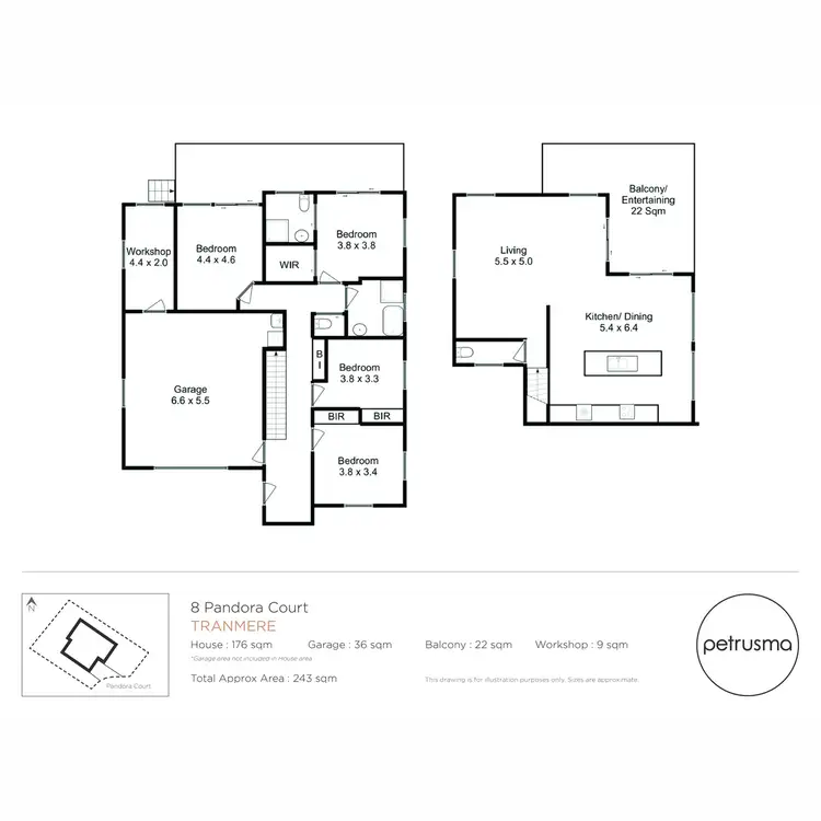 Floorplan of Homely house listing, 8 Pandora Court, Tranmere TAS 7018