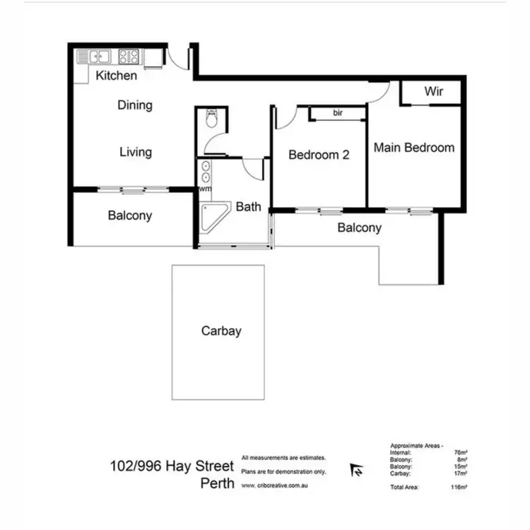 Floorplan of Homely apartment listing, 102/996 Hay Street, Perth WA 6000