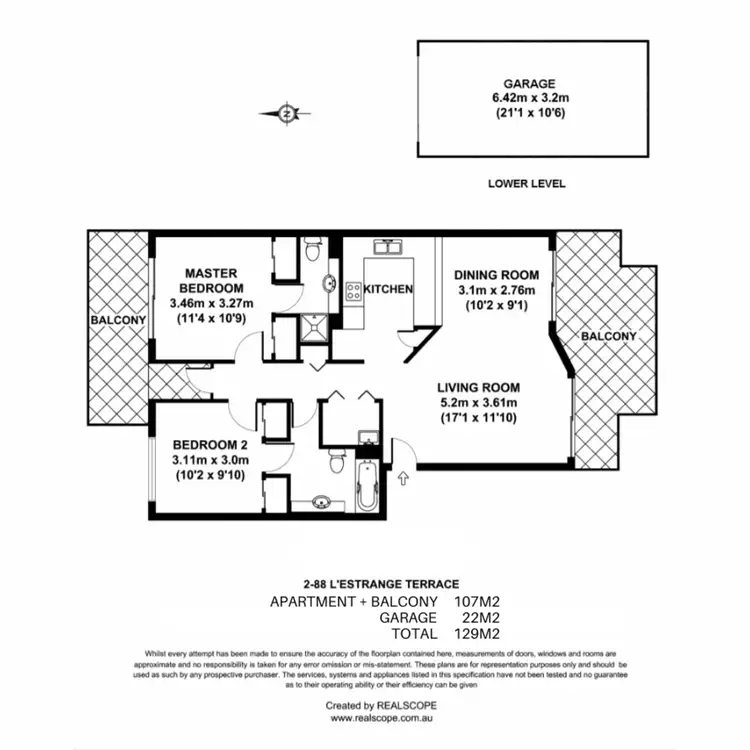 Floorplan of Homely unit listing, 2/88 L'Estrange Terrace, Kelvin Grove QLD 4059
