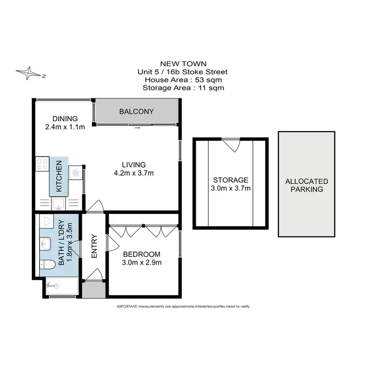 Floorplan of Homely unit listing, 5/16B Stoke Street, New Town TAS 7008