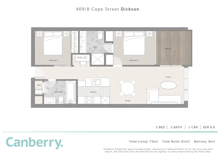 Floorplan of Homely apartment listing, 409/8 Cape Street, Dickson ACT 2602